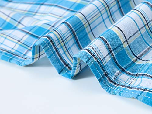 MoFiz Men's Sleepwear Shorts Pajama Bottom Lounge Short Plaid Button Open Fly 3Pack4