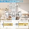 Plustool 4 Pack Exterior Door Lock Set, Satin Nickel Door Knob and Deadbolt Combo Set, Keyed Alike Entry Door Knobs with Lock&Keys, Round Ball Door Locksets with Deadbolt for Entrance and Front Door