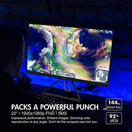 Viotek Gfv22Cb Ultra-Compact 22-Inch 144Hz Gaming Monitor | 1080P Full-Hd 5Ms | G-Sync-Compatible Freesync Fps/Rts | 2X Hdmi 3.5Mm Dp | Zero-Tolerance Dead Pixel Policy (Vesa) #TOP4