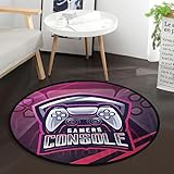Game Controller Round Rug 3 ft for Bedroom Washable Gamepad Area Rug Mat Circle Non Slip Carpet with Rubber Backing Floor Mat Decor for Living Room Bathroom Kitchen