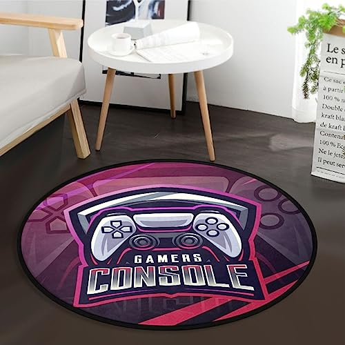 Game Controller Round Rug 3 ft for Bedroom Washable Gamepad Area Rug Mat Circle Non Slip Carpet with Rubber Backing Floor Mat Decor for Living Room Bathroom Kitchen