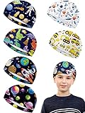 Geyoga 6 Pieces Skull Caps for Kids Youth Skull Cap for Under Helmet Football Sports Wicking Cap Running Hat Milk Silk Helmet Liner (Colorful, Astronaut Style)