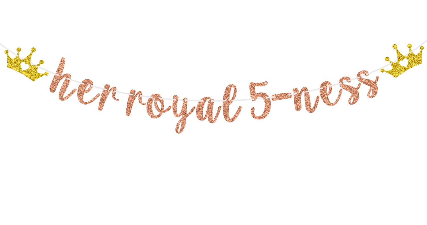 "Her Royal Fiveness" Banner – Glitzernde Deko Für Den 5. Geburtstag (Mädchen), Zum Selberaufhängen Mit Buchstaben & Seil