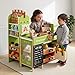 labebe Pretend Grocery Store Playset for Kids,Wooden Supermarket Toy Set with Cash Register,Play Food Accessories Store Set Suit Gift for Toddler Boys Girls