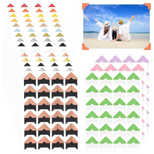 432 Pcs Photo Corners, Self Adhesive Picture Corners, Acid Free Corner Stickers for Scrapbooking, Photo Mounting Corners for DIY Scrapbook, Photo Album, Memory Books (Mixed Colors)