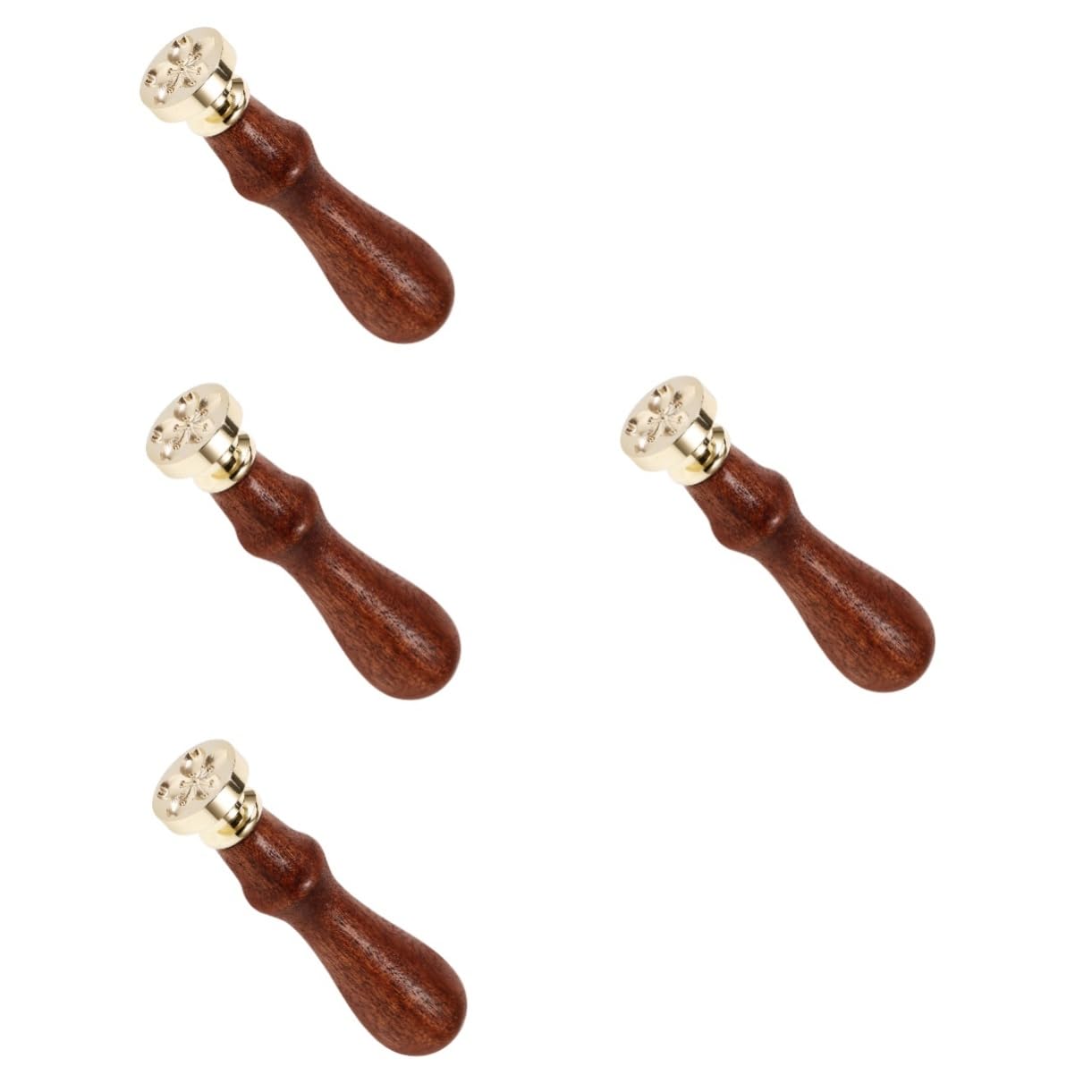 HOMSFOU 4 Sätze Wachssiegelstempel mit Holzgriff Blumenmuster für Einladungen Umschläge DIY Projekte und Besondere Anlässe Kupferstempel für Einzigartige Designs