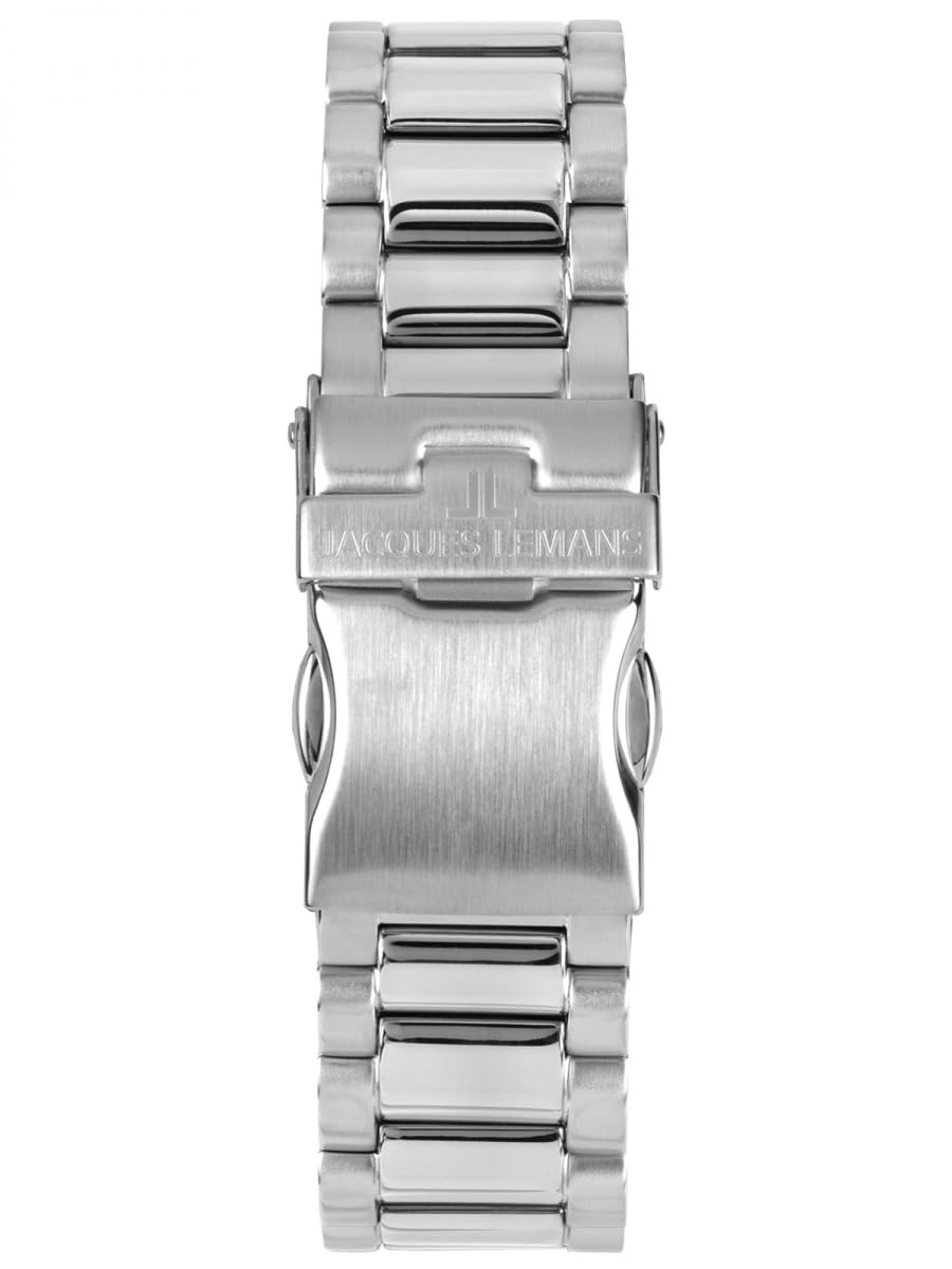 JACQUES LEMANS 50-10B Solar Chronograph Limited Edition zegarek męski 42 mm szkło szafirowe 10 ATM bransoletka ze stali nierdzewnej kolor srebrny ze skórzanym paskiem