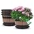 Quarut Large Plastic 4 Pack14 inch Plant Pots,Whiskey Barrel Planters with Drainage Holes & Saucer.Flower Pots Imitation Wine Barrel Design for Indoor & Outdoor Garden Balcony Plants.5 Gallons(Brown)