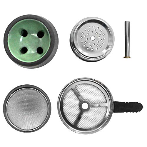 Shisha King® Shisha Kopf Premium Steinkopf Kaminkopf Set + Zubehör | V2A Kaminaufsatz inkl. Gummigriff + Kopfsieb | viel… – Bild 4