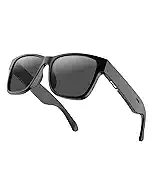 RUIMEN Bluetooth Audio Smart Glasses for Men Women, Smart Sunglasses with Speakers and Mics Open Ear Music Hands-Free Calling, Volume Control, Anti-UV Lens, IP4 Waterproof Classic Black Standard Size