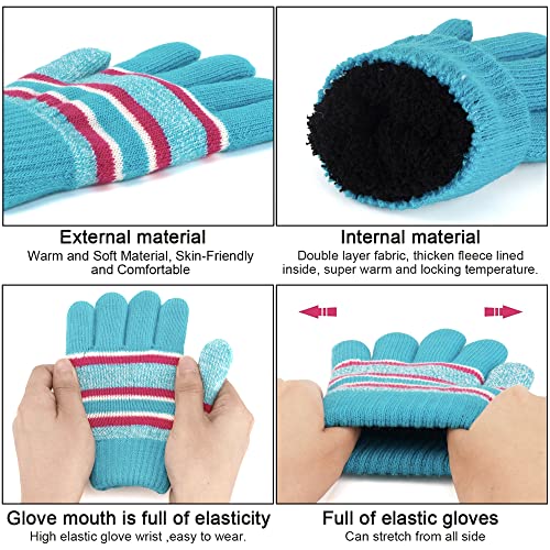 Image of Kids Toddlers Winter Hats Knit Warm Beanie Scarf Gloves Set for Boys Girls Age 2-7, Pompom Cap Neck Warmer Fleece Lined Gifts
