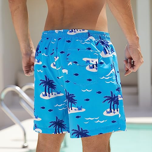 Mens Swim Trunks with Compression Liner 5'' Quick Dry Board Shorts 2 in 1 Beach Shorts for Men with Pockets3
