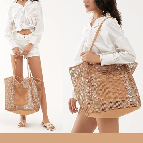 Beach Bag - Mesh Tote Bag Beach Vacation Clothes Accessories for Women Bag for Travel Pool Family eEssentials4