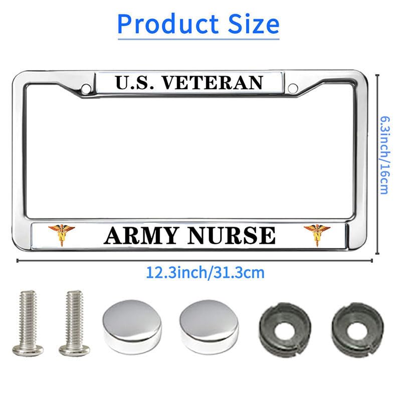 Image of Military Nurse Veteran License Plate Frame - Military Medical Service Car Accessory