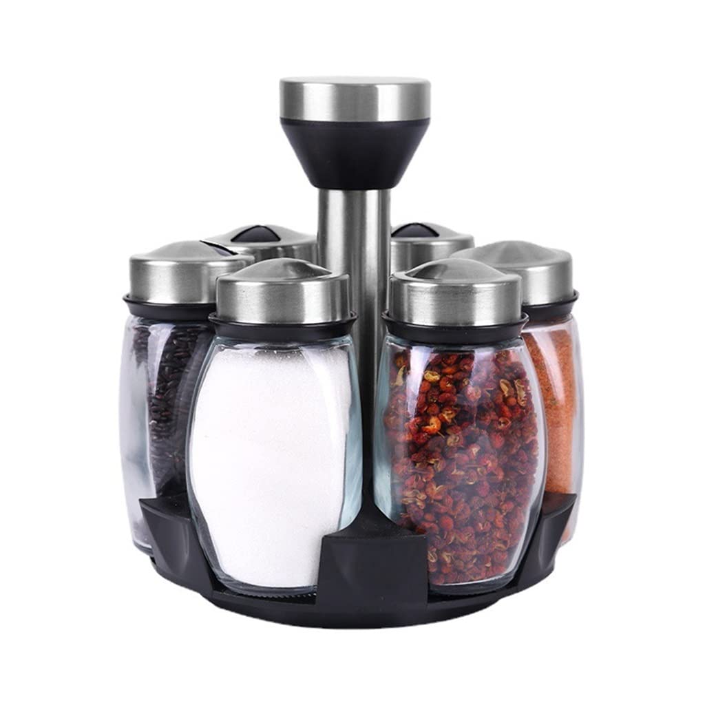 IANSHFKN 7Pcs Spice Jar Glass Bottle Pepper Container Seasoning Box Holder Jars