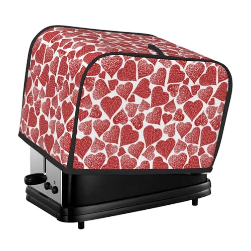 Copertura per tostapane a 2 fette, con cuori, con tasche, per piccoli elettrodomestici da cucina, protezione dalle impronte digitali, lavabile in lavatrice