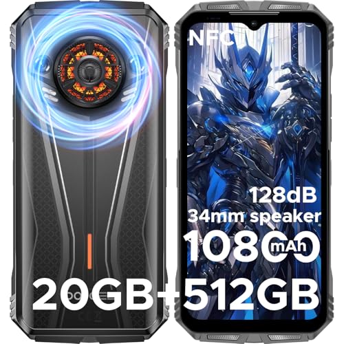 DOOGEE S Punk Pro 10800mAh/33W Outdoor Handy 20GB+512GB/2TB, 128dB Lautsprecher Outdoor Smartphone Ohne Vertrag, 6.6'' FHD+ baustellenhandy mit LED Lichteffekt, 50MP+16MP, Dual SIM, NFC, OTG, GPS