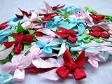 100 Mixed Satin Ribbon Bows Mini Embellishment Craft Artificial Applique Wedding