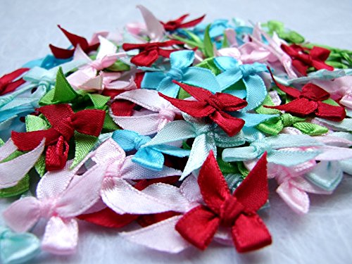100 Mixed Satin Ribbon Bows Mini Embellishment Craft Artificial Applique Wedding #TOP2