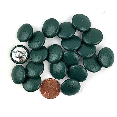Heyiwell 20PC Leather Covered with Metal Shank Round Buttons for Bridal Gowns Shirts Dress DIY Sewing Craft (Green, 18mm) by Heyiwell - Used condition - Image 2