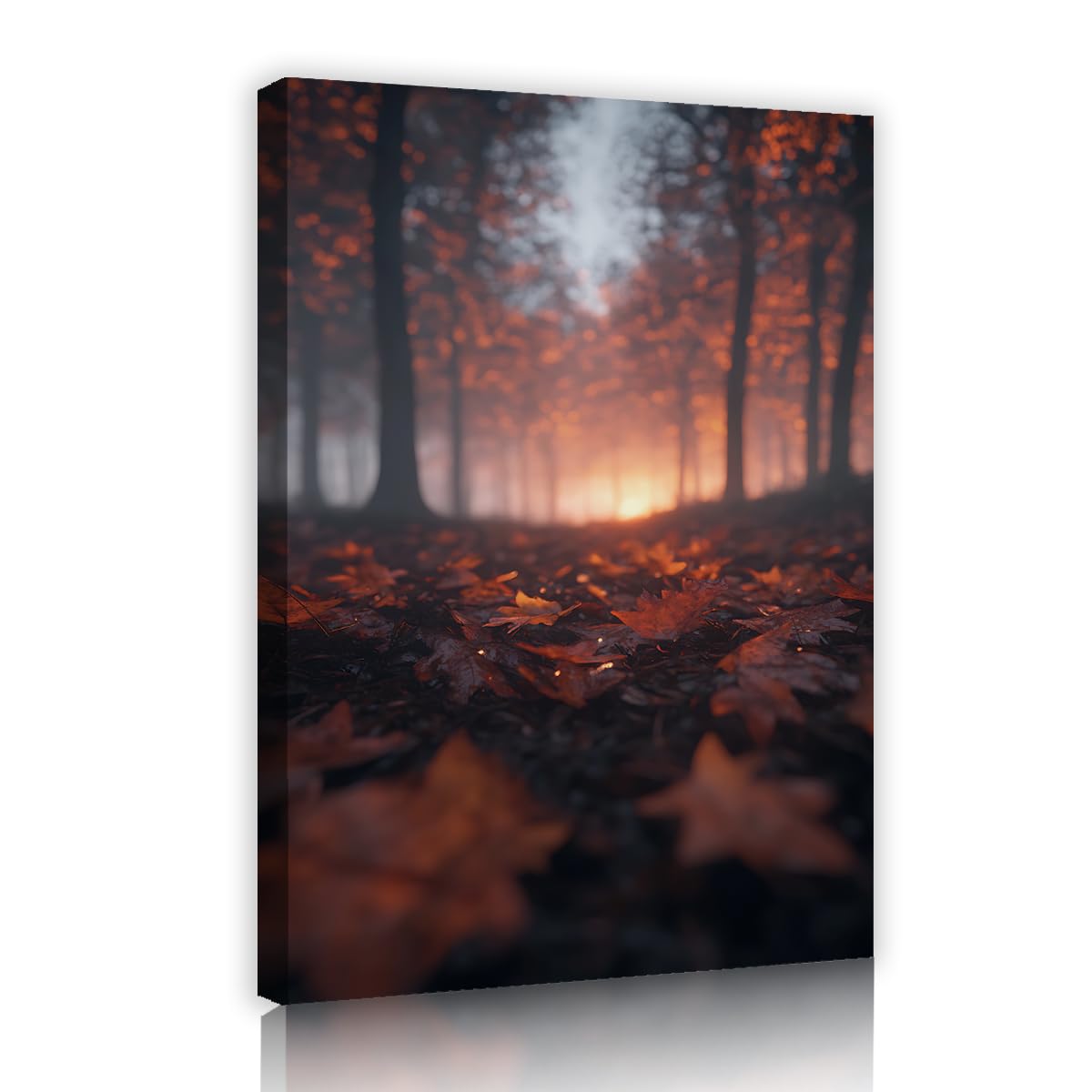 CHERHERART Piękny las klonowy płótno sztuka ścienna plakat malowidła romantyczny wschód słońca wydruki na płótnie obraz do domu biura gabinetu jadalnia kawa 40 x 60 cm rama wewnętrzna