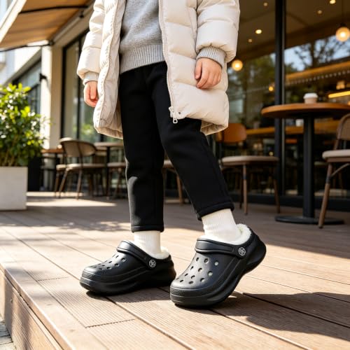Image of Girls' Boys' Fur Lined Clogs Cozy Slip-on Winter Fuzzy Slippers