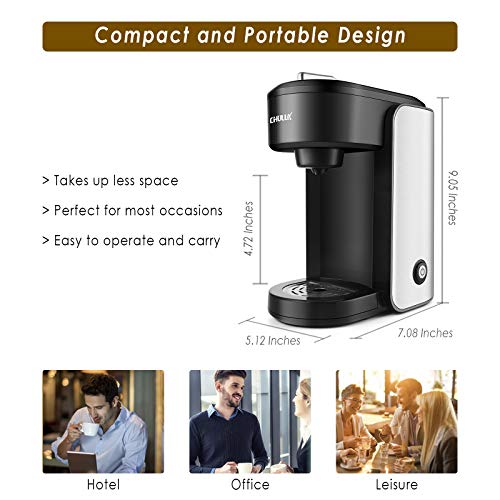 CHULUX Stainless Steel Single Serve Coffee Maker for Capsule ,Visiable Gradient Water Reservoir,One Button Operation and Auto Shut Off,1000 Watts