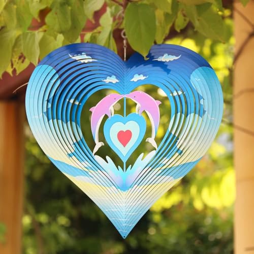 Carillon de vent chat bleu en métal et attrape-vent décoratif pour jardin - 4