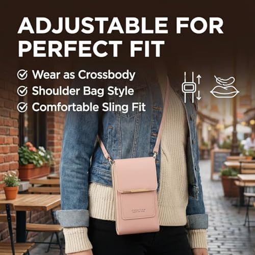 Image of VKR Women's Leather Crossbody Phone Purse with Touchscreen Pocket - Anti-Theft Mobile Sling Bag with Adjustable Shoulder Strap, Card Slots, Zipper Compartments & Compact Wallet for Daily Travel