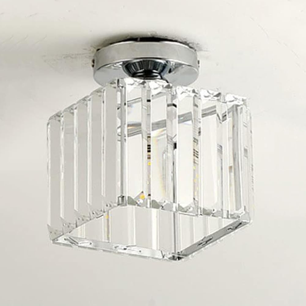 LYMSXAZOU Chandelier Small Crystal Flush Mount Ceiling Light Fixtures Farmhouse Black Close to Chrome Vintage Gold Hallway for Kitchen Entryway Porch Foyer (Color