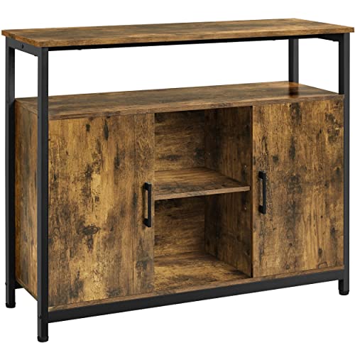 Yaheetech Sideboard, Kitchen Buffet Table, Storage Cabinet, Console Table With Two Doors And Adjustable Shelves For Kitchen, Dining Living Room Entryway, Industrial Style, Rustic Brown #TOP3