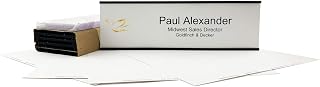 Wall or Door Nameplate Holder with Clear Plastic Inserts and Perforated Nameplate Inserts - Pack of 10 (Black, 10" x 3")