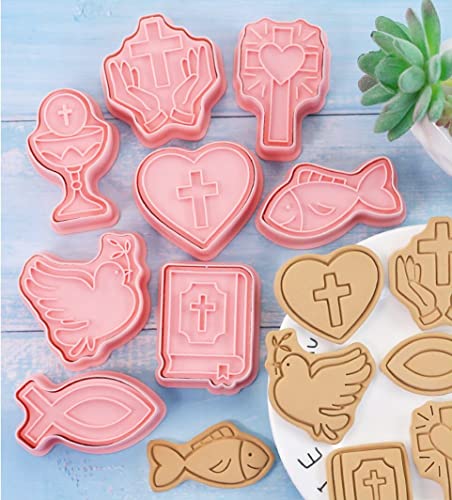 8 Pieces Christian Bible Cookie Cutters Plastic Cross Cookie Stamps Cookie Mould Press Cross Cookie Mould Set Baking Kitchen Tools (Cross 1227A) #TOP5