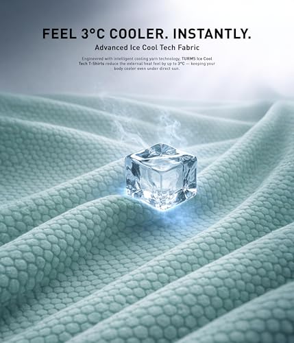 Image of TURMS Men's Ice Cool Tech Round Neck T-Shirt, Odor Control, Stretchable & Breathable, Cotton Rich Fabric, Half Sleeve