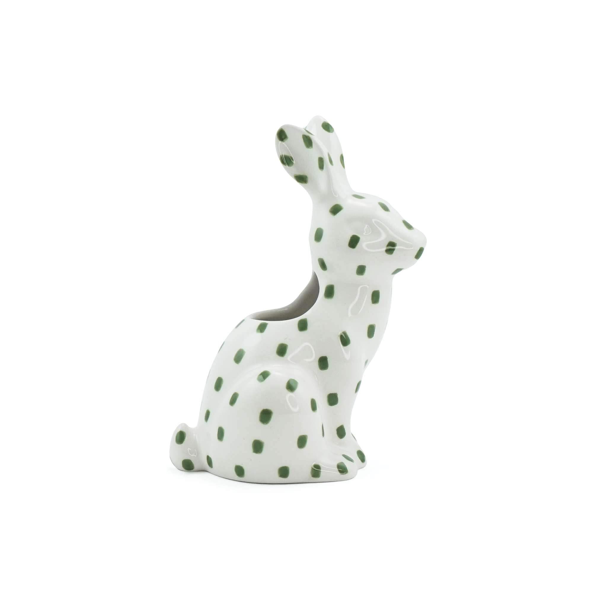 Half Moon Bay Green/White Hare Rabbit - Woodland Folk - 5 X 4 Inch Dolomite Flower Bud Vase, Vawf01