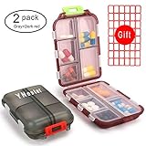 💊 Handlicher Reise Pillendose - Tablettenbox mit geringem Gewicht und geringer Größe, kann einfach in die Tasche gesteckt werden. (LxBxH / 3,7x2,4x1,2 Zoll, Gewicht 125 g). Besonders für kurzfristige Reisen geeignet, sodass Sie jederzeit und überall Medikamentendosierer.