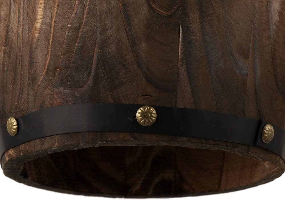Newrays Antique Wood Wine Barrel Pendant Lamp Hanging Rustic Unique Kitchen Bar Ceiling Lamp Light Fixtures (XS)