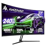 Amzfast 27 Zoll Curved Gaming Monitor 240Hz, 1920x1080 Full HD, Fast VA, 1500R, 1ms MPRT, Adaptive...