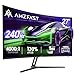 Amzfast 27 Zoll Curved Gaming Monitor 240Hz, 1920x1080 Full HD, Fast VA, 1500R, 1ms MPRT, Adaptive Sync, 4000:1 Kontrast, 95% DCI-P3, 130% sRGB, HDMI 2.0&DP 1.4, VESA 100x100mm, AMZG27C1 Pro