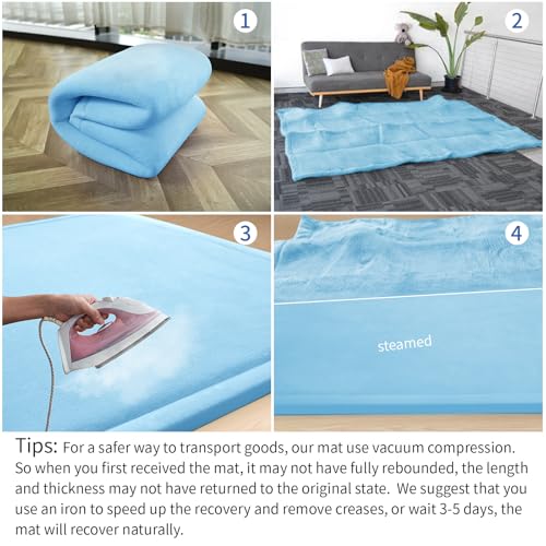 Image of Baby Play Mat for Floor,1.3 inch Thick Memory foam Tummy Time Mat for Toddlers,Infants,kids,Water-Repellent Soft Nursery Rug,Extra Large Non Slip for Crawling&Yoga,Tatami Style for Living Room(Light Blue)