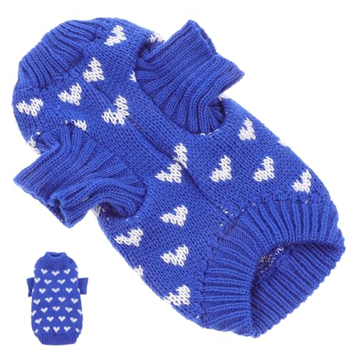 Abaodam Suéter para Perro Pequeño de Punto con Patrón de Corazón Cálido y Transpirable para Invierno Jersey Ajustado para Mascotas XS para Fríos y Uso Diario