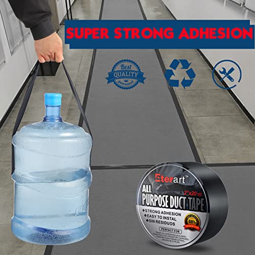 Eterart Duct Tape Haevy Duty Strong Industrial Max Strength Tape, No Residue And Tear By Hand, Multi-Purpose, Indoor & Outdoor Use, 2 Inch X 20 Yards (Black) #TOP2