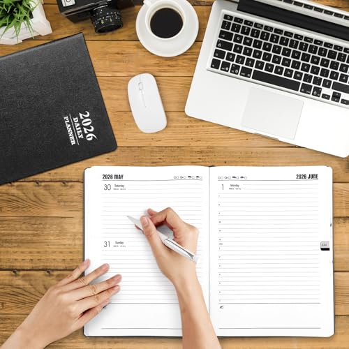 KESOTE Large Daily Hourly Planner 2026 - One Page a Day, 2026 Diary 8.5 x 11\" Hardcover Weekly Monthly Agenda 12 Month, A4 Diary Notebook Planner Christmas Gift, Black - Thumbnail 7