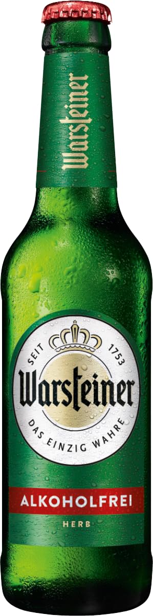Warsteiner Pilsener Herb Alkoholfrei Flaschenbier, MEHRWEG im Kasten, Alkoholfreies isotonisches Pils Bier, 24er Kiste (24 x 0.33 l)