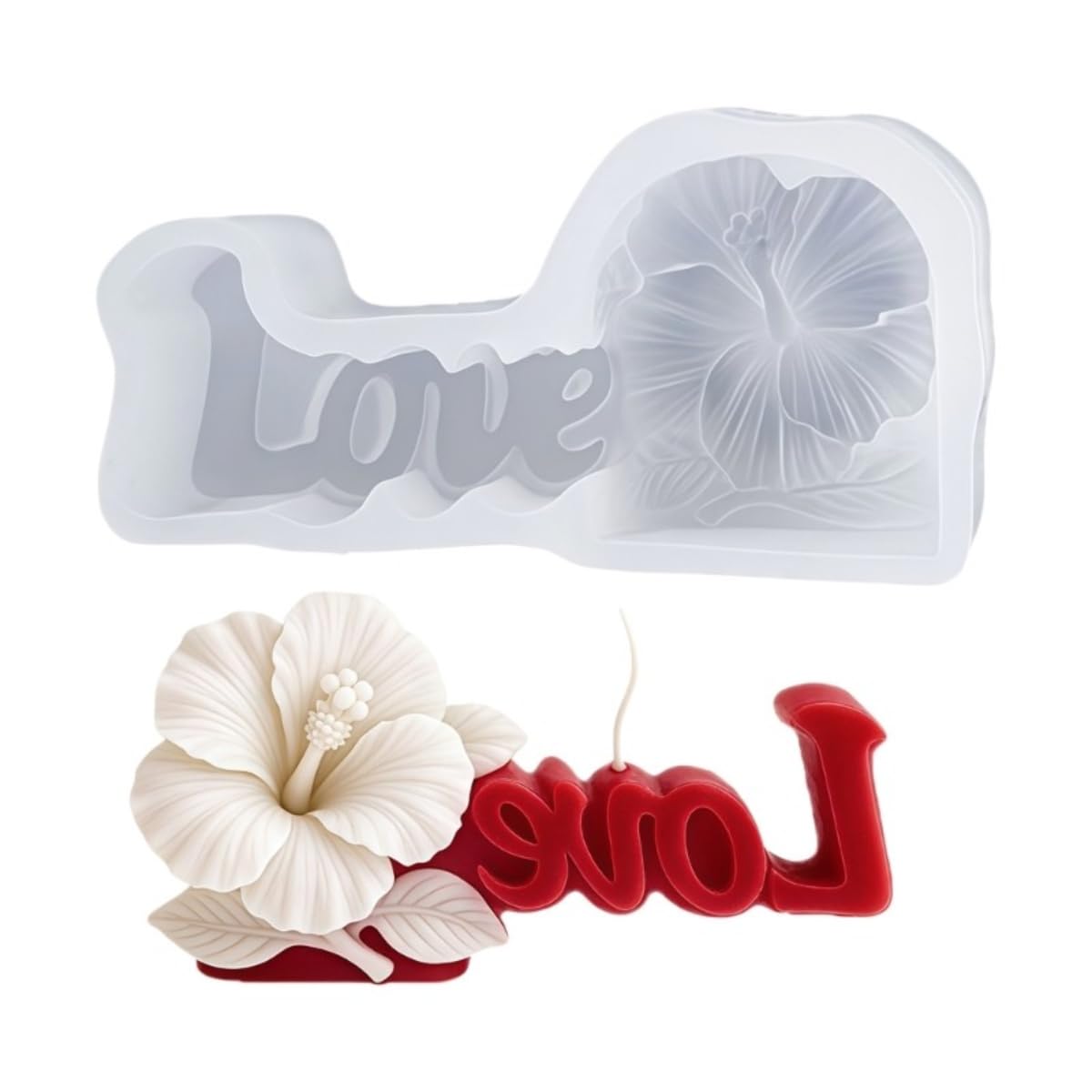 Silicone Valentine's Day Love Candle Mold Love Flower Scented Candle Wax Melts Home Decor Candles Resin Casting Handmade Couple Gifts Candle Making Wedding Decor Chocolate Sugarcraft Mold-image-19