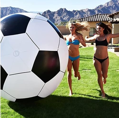 Large Giant Jumbo Football (200cm). Ideal for Soccer Ball Games at the beach. Oversized Inflatable Foot ball. A delightful party favor for boys and girls summer birthday parties and outdoor games.
