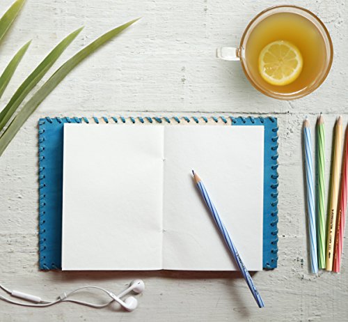 Journal de voyage compact en cuir Store Indya carnet 7X5 bleu nomade