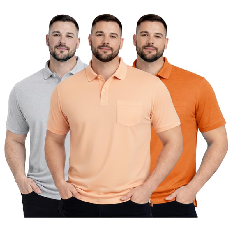 sman Plus Size Polo T-Shirt Pack of 3 for Men & Boys | Half Sleeve Collar Tee with Pocket | Premium Spun Matty Fabric | Casual & Office Wear | Sizes 2XL to 6XL | FX_PO3_MCR_PCH_ORN_PS-picture-11