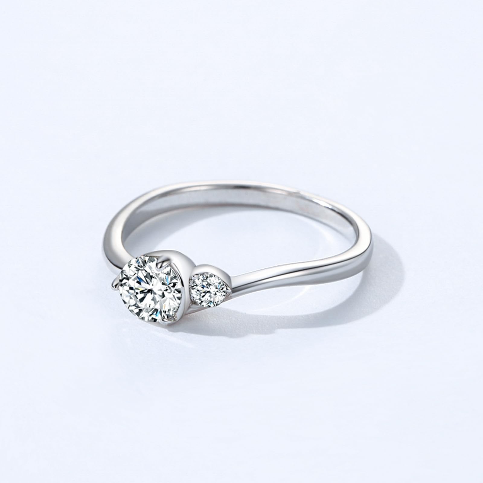 Anillo de oro para mujer, oro blanco, alianzas solitarias con diamante cultivado en laboratorio de 0,5 quilates, anillo de boda de oro real para mujer