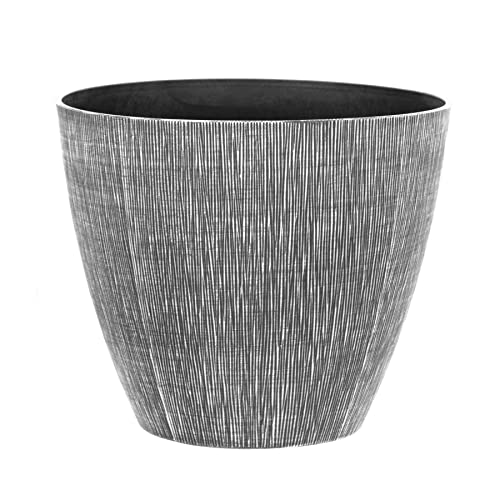 simpa Allure Textured Plastic Planters WHITE Single Pot - 33cm (H) x 38cm (Diameter)